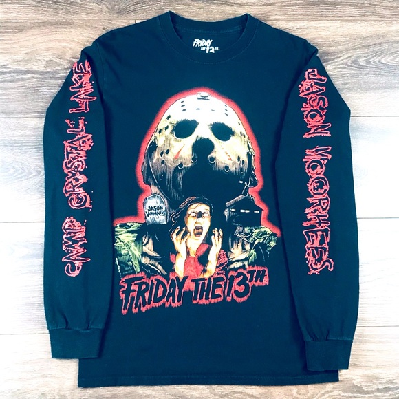 Friday The 13th Jason Voorhees Long Sleeve Halloween T-Shirt Black Size Small - Picture 3 of 6